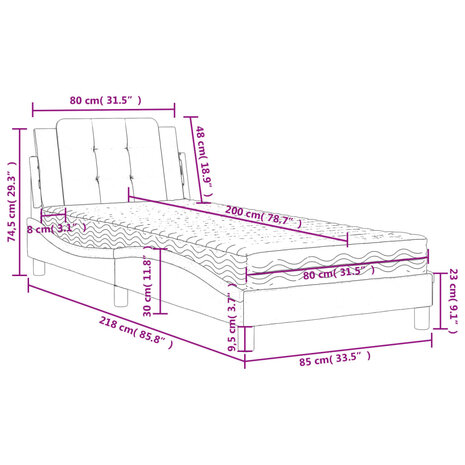 Bed met matras kunstleer wit 80x200 cm 8721012353084 11