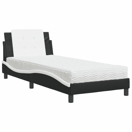 Bed met matras kunstleer zwart en wit 90x190 cm 8721012353190 2