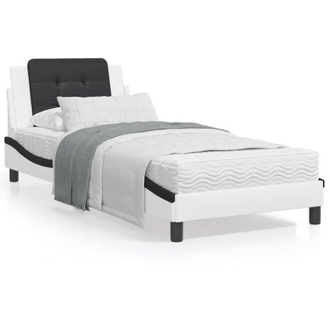 Bed met matras kunstleer zwart en wit 90x200 cm 8721012353275 1