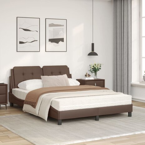 Bed met matras kunstleer bruin 120x200 cm 8721012353374 3