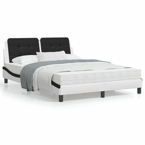 Bed met matras kunstleer wit en zwart 140x190 cm 8721012353480 1