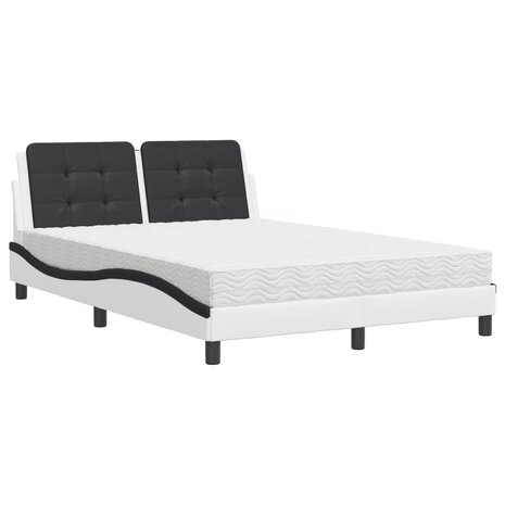 Bed met matras kunstleer wit en zwart 140x190 cm 8721012353480 2