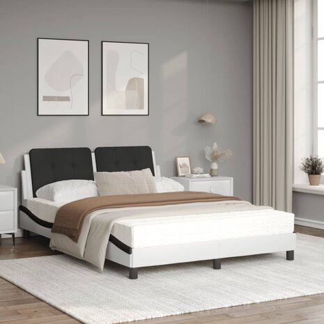 Bed met matras kunstleer wit en zwart 140x190 cm 8721012353480 3