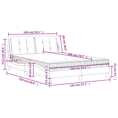 Bed met matras kunstleer wit 140x200 cm 8721012353503 11