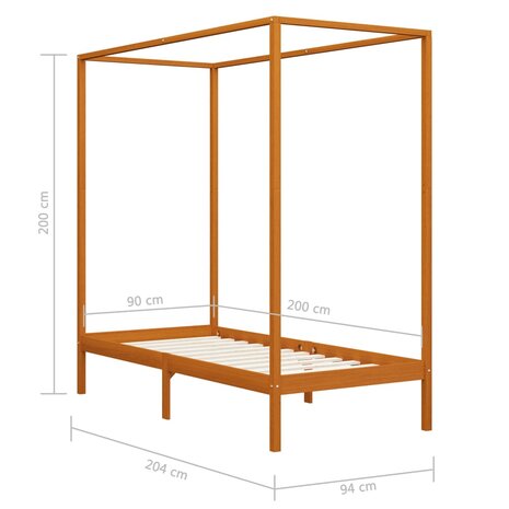 Hemelbedframe massief grenenhout honingbruin 90x200 cm 8719883677392 7