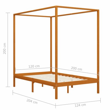 Hemelbedframe massief grenenhout honingbruin 120x200 cm 8719883677415 7