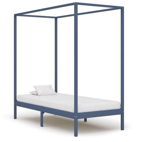 Hemelbedframe massief grenenhout grijs 90x200 cm 8719883677576 1