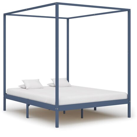 Hemelbedframe massief grenenhout grijs 180x200 cm 8719883677620 1