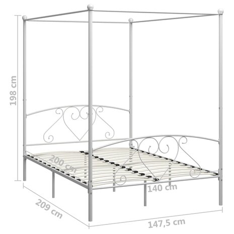 Hemelbedframe metaal wit 140x200 cm 8719883783451 5