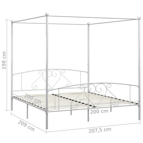 Hemelbedframe metaal wit 200x200 cm 8719883783482 5