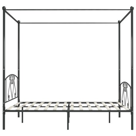 Hemelbedframe metaal grijs 200x200 cm 8719883783628 4