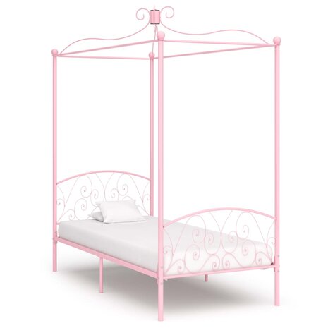 Hemelbedframe metaal roze 100x200 cm 8719883791814 1