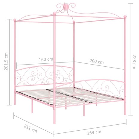 Hemelbedframe metaal roze 160x200 cm 8719883791845 6