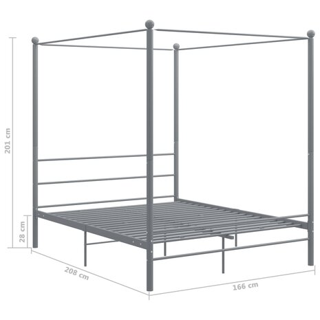 Hemelbedframe metaal grijs 160x200 cm 8720286163801 6