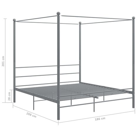 Hemelbedframe metaal grijs 180x200 cm 8720286163832 6