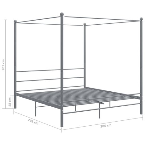 Hemelbedframe metaal grijs 200x200 cm 8720286163863 6