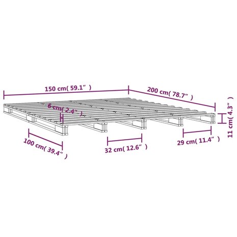 Palletbed massief hout wit 150x200 cm 8720287139836 8