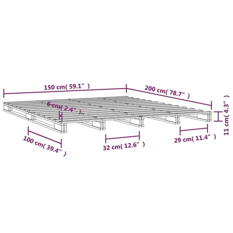 Palletbed massief hout grijs 150x200 cm 8720287139843 8