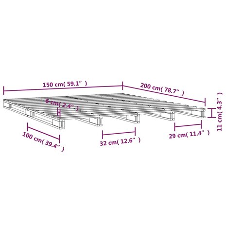 Palletbed massief hout zwart 150x200 cm 8720287139867 8