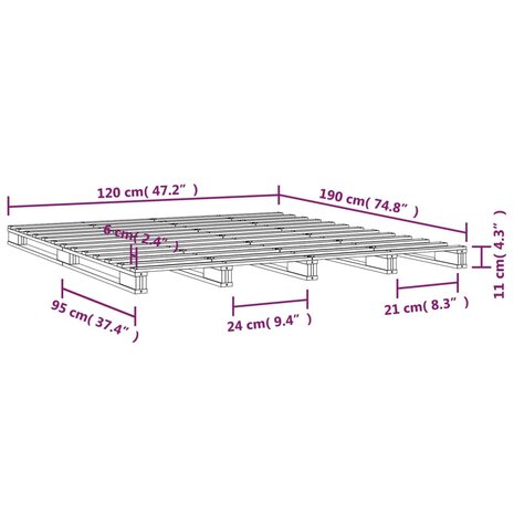 Palletbed massief grenenhout zwart 120x190 cm 8720287140153 8