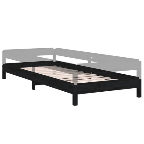 Bed stapelbaar 90x190 cm massief grenenhout zwart 8720287073840 6