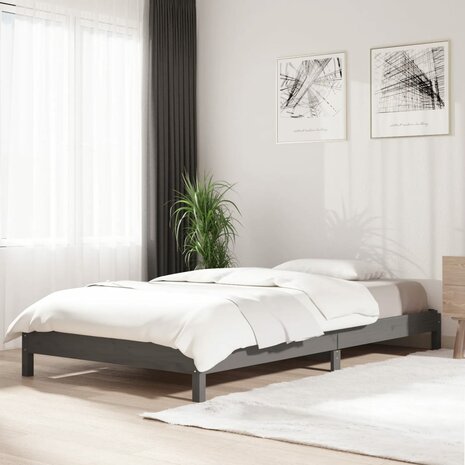 Bed stapelbaar 75x190 cm massief grenenhout grijs 8720287073871 1