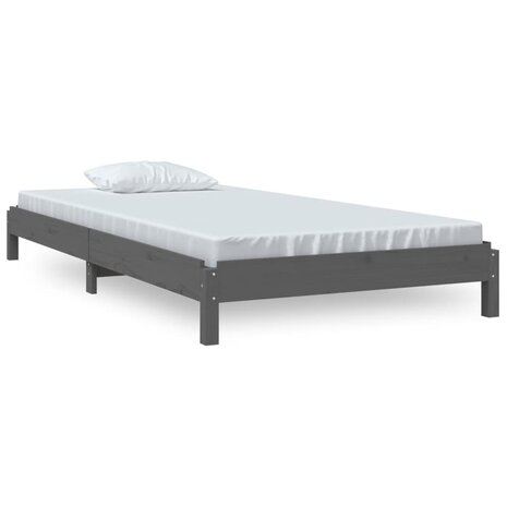 Bed stapelbaar 75x190 cm massief grenenhout grijs 8720287073871 2