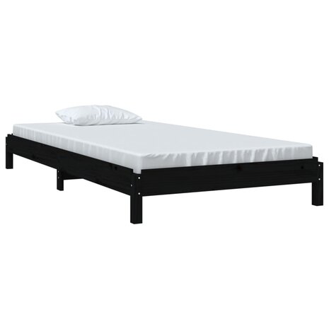 Bed stapelbaar 75x190 cm massief grenenhout zwart 8720287073895 3