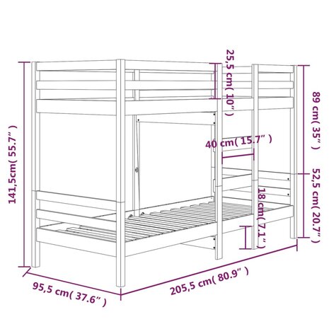 Stapelbed massief grenenhout 90x200 cm 8720287216582 8