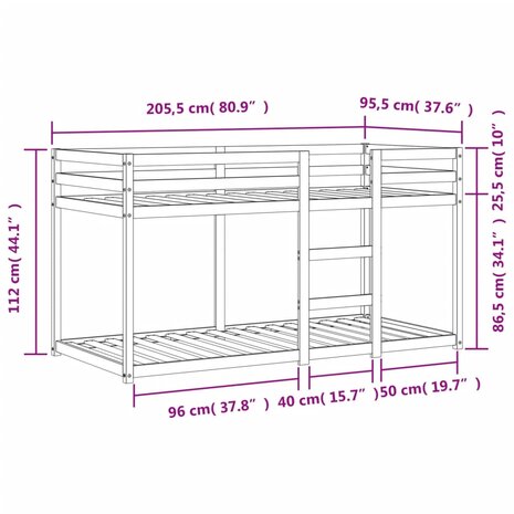 Stapelbed massief grenenhout wasbruin 90x200 cm 8721012406896 9