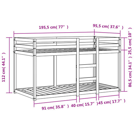 Stapelbed massief grenenhout wasbruin 90x190 cm 8721012406902 9