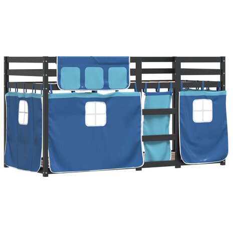 Stapelbed met gordijnen 75x190 cm massief grenenhout blauw 8721102689604 2