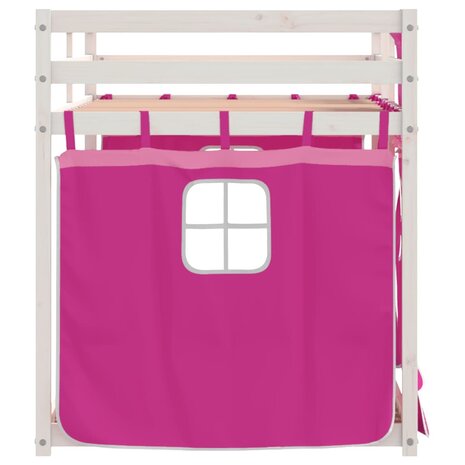 Stapelbed met gordijnen 90x190 cm grenenhout roze 8721102689826 6