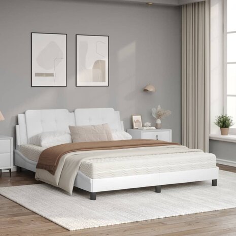 Bed met matras kunstleer wit 160x200 cm 8721012353572 3