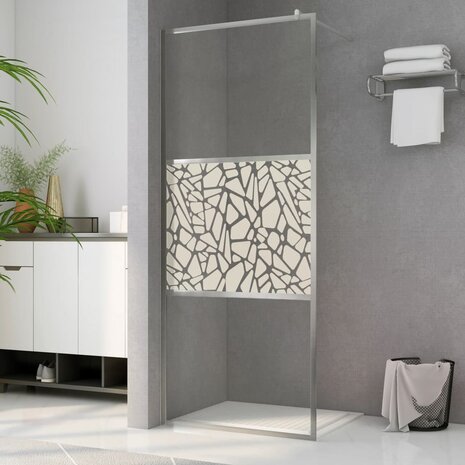 Inloopdouchewand met stenenmotief 115x195 cm ESG-glas 8720286047767 1