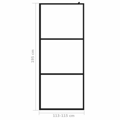 Inloopdouchewand transparant 115x195 cm ESG-glas zwart 8720286288610 7