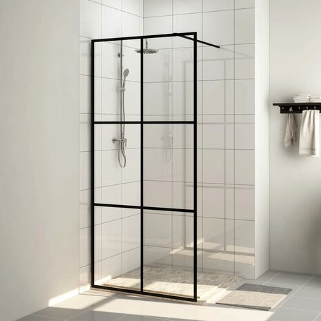 Inloopdouchewand 115x195 cm ESG-glas transparant en zwart 8720286513293 1