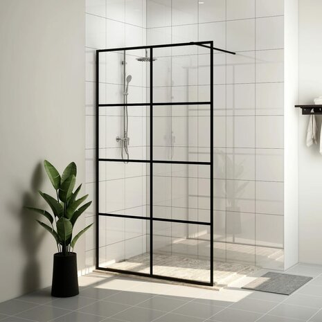 Inloopdouchewand 90x195 cm ESG-glas transparant en zwart 8720286513378 1