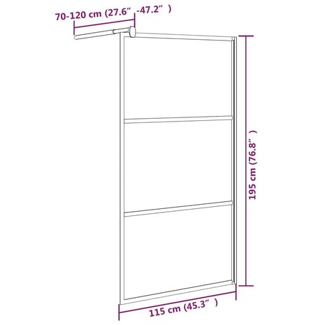 Inloopdouchewand 115x195 cm mat ESG-glas zwart 8720286933299 7