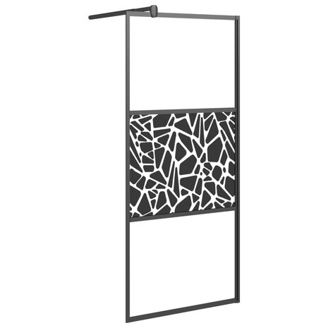 Inloopdouchewand met stenenmotief 80x195 cm ESG-glas zwart 8720286933305 2