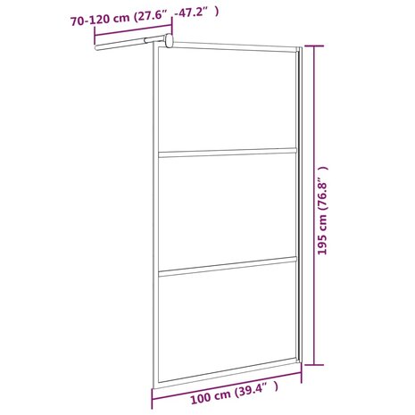 Inloopdouchewand met stenenmotief 100x195 cm ESG-glas zwart 8720286933329 7