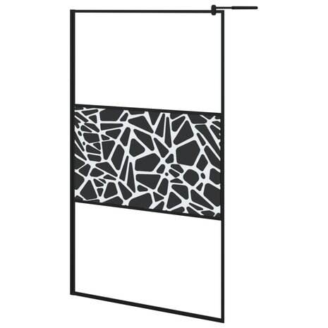 Inloopdouchewand met stenenmotief 115x195 cm ESG-glas zwart 8720286933336 2