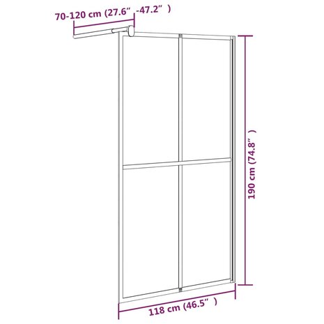 Inloopdouchescherm 118x190 cm donker gehard glas 8720286933374 7