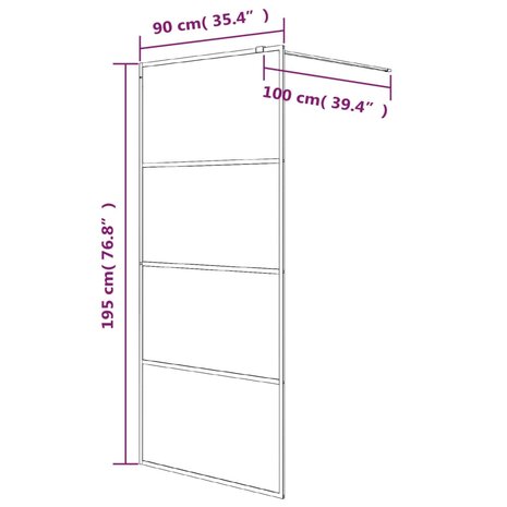 Inloopdouchewand 90x195 cm mat ESG-glas zwart 8720287052289 7