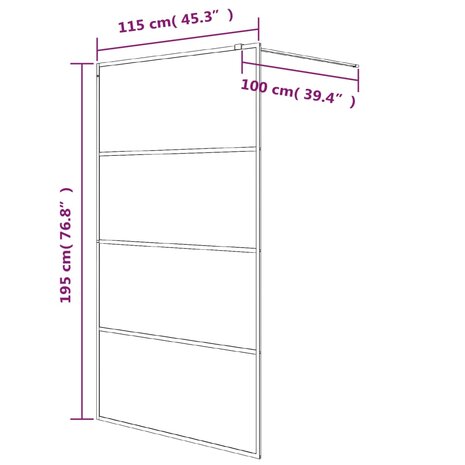 Inloopdouchewand 115x195 cm mat ESG-glas zwart 8720287052302 7