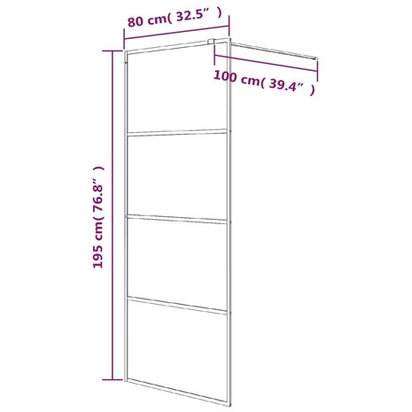 Inloopdouchewand 80x195 cm transparant ESG-glas wit 8720287052371 7