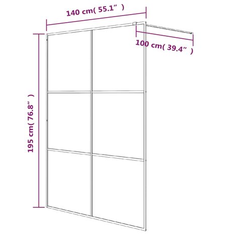 Inloopdouchewand 140x195 cm transparant ESG-glas wit 8720287052517 7