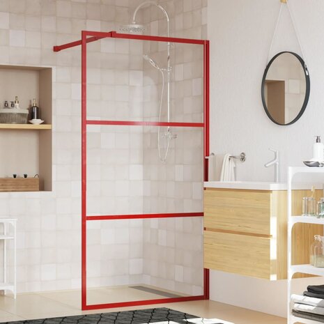 Inloopdouchewand transparant 100x195 cm ESG-glas rood 8720845941871 1