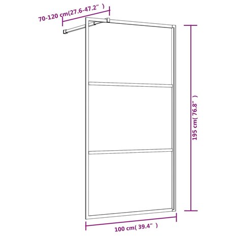 Inloopdouchewand transparant 100x195 cm ESG-glas rood 8720845941871 7