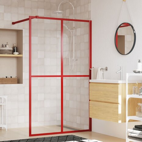 Inloopdouchewand transparant 118x195 cm ESG-glas rood 8720845941970 1